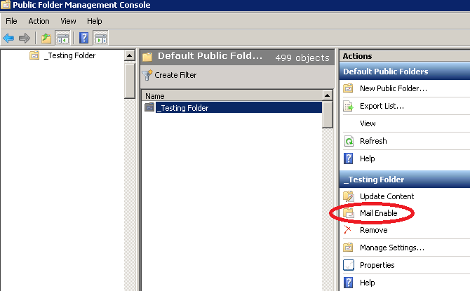 how to find the exchange public folder mail server