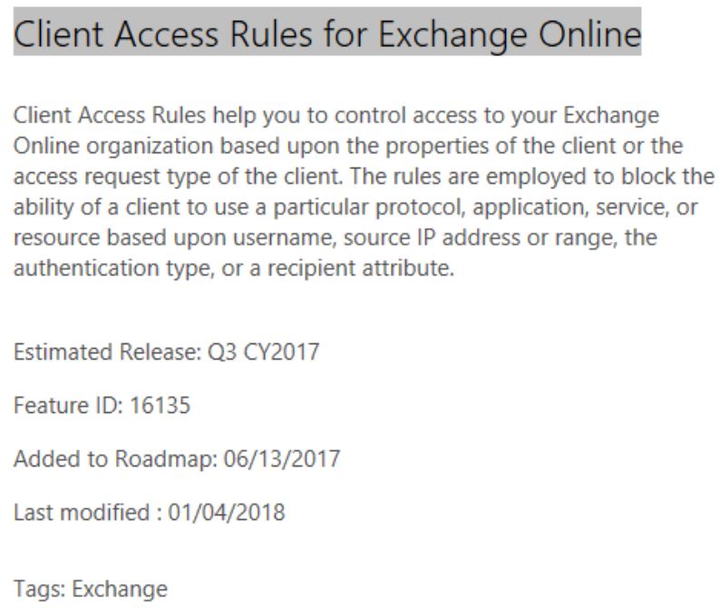 exchange online client access rules