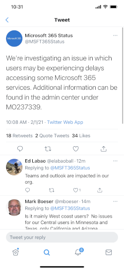 Office 365 Monitoring: Microsoft 365 Services Outage February 1, 2021