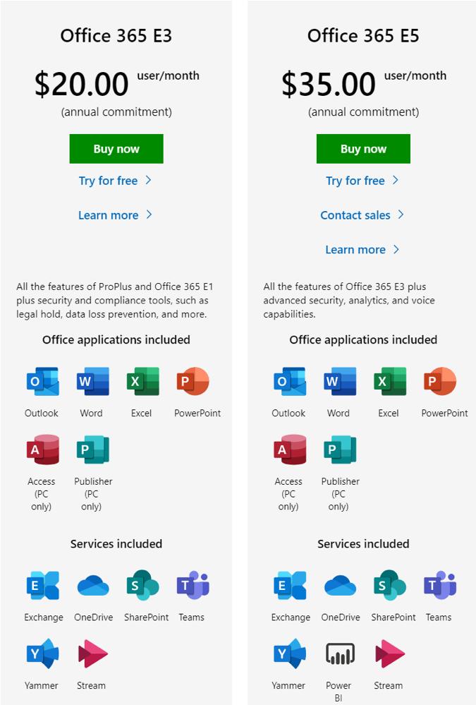 difference between office 365 pro plus and e3