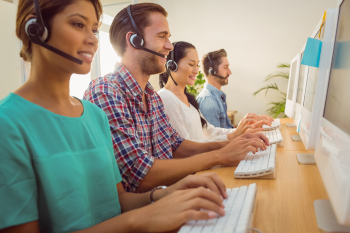 customer service reps with headsets